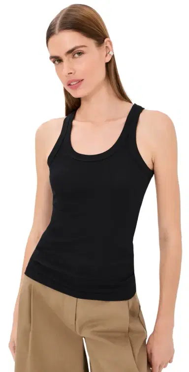 Róhe Scoop Neck Rib Top Black | Thumbnail 1 Róhe Scoop Neck Rib Top Black | Thumbnail 1