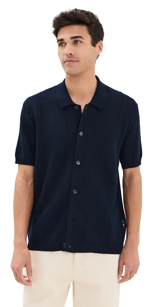 Orlebar Brown Tiernan Knit Button Polo Night Iris