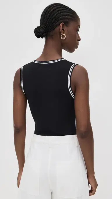 LE BOP Ringer Square Neck Tank Bodysuit Black & White M | Thumbnail 3 LE BOP Ringer Square Neck Tank Bodysuit Black & White M | Thumbnail 3