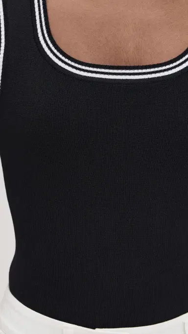 LE BOP Ringer Square Neck Tank Bodysuit Black & White M | Thumbnail 6 LE BOP Ringer Square Neck Tank Bodysuit Black & White M | Thumbnail 6