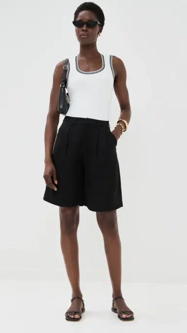 LE BOP Ringer Square Neck Tank Bodysuit White & Black | Thumbnail 5 LE BOP Ringer Square Neck Tank Bodysuit White & Black | Thumbnail 5