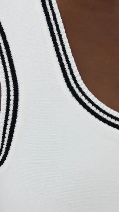 LE BOP Ringer Square Neck Tank Bodysuit White & Black | Thumbnail 6 LE BOP Ringer Square Neck Tank Bodysuit White & Black | Thumbnail 6
