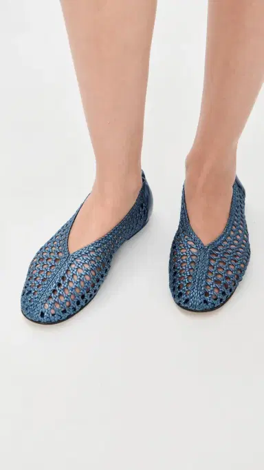 FRĒDA SALVADOR Riley Flats Ocean Metallic Woven Calf | Thumbnail 3