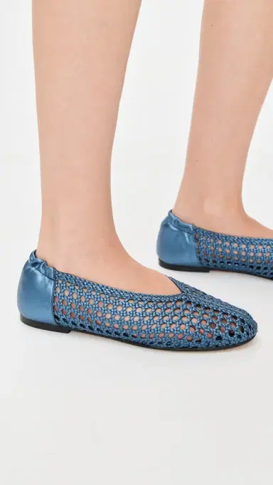 FRĒDA SALVADOR Riley Flats Ocean Metallic Woven Calf | Thumbnail 4