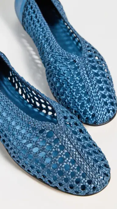 FRĒDA SALVADOR Riley Flats Ocean Metallic Woven Calf | Thumbnail 6