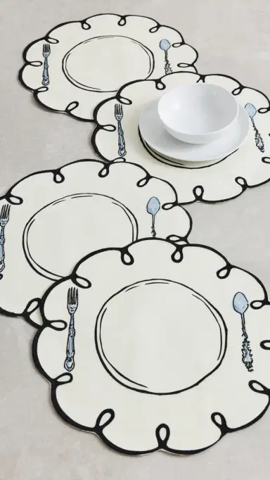 Misette Linen Embroidered Placemats | Thumbnail 3