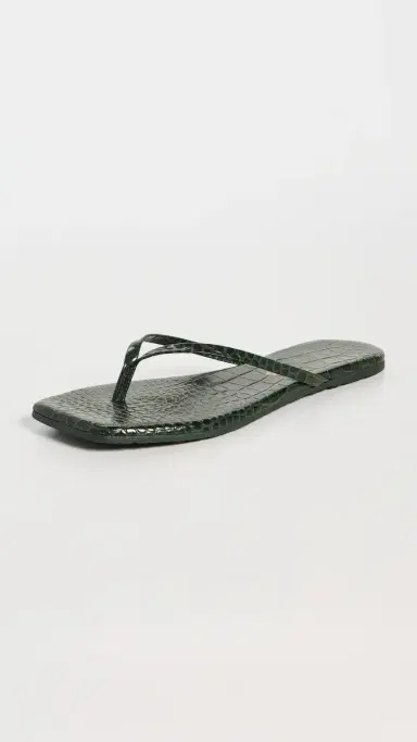TKEES Square Toe Lily Sandals Emerald Croc | Thumbnail 2