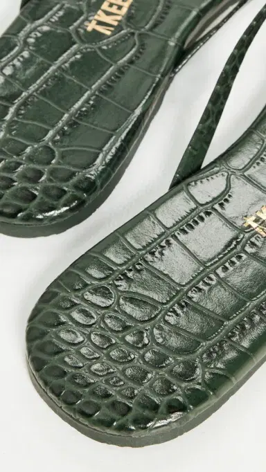 TKEES Square Toe Lily Sandals Emerald Croc | Thumbnail 4