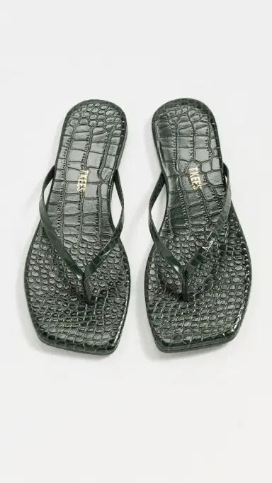 TKEES Square Toe Lily Sandals Emerald Croc | Thumbnail 5