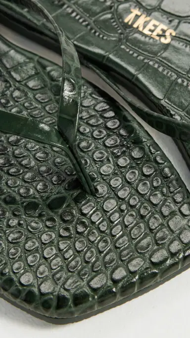 TKEES Square Toe Lily Sandals Emerald Croc | Thumbnail 6