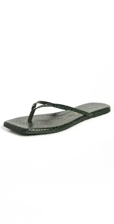 TKEES Square Toe Lily Sandals Emerald Croc | Thumbnail 1