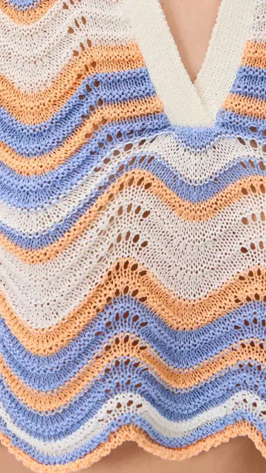 MINKPINK Leone Crochet Cropped Polo Top Jacaranda/Peach Stripe | Thumbnail 6 MINKPINK Leone Crochet Cropped Polo Top Jacaranda/Peach Stripe | Thumbnail 6