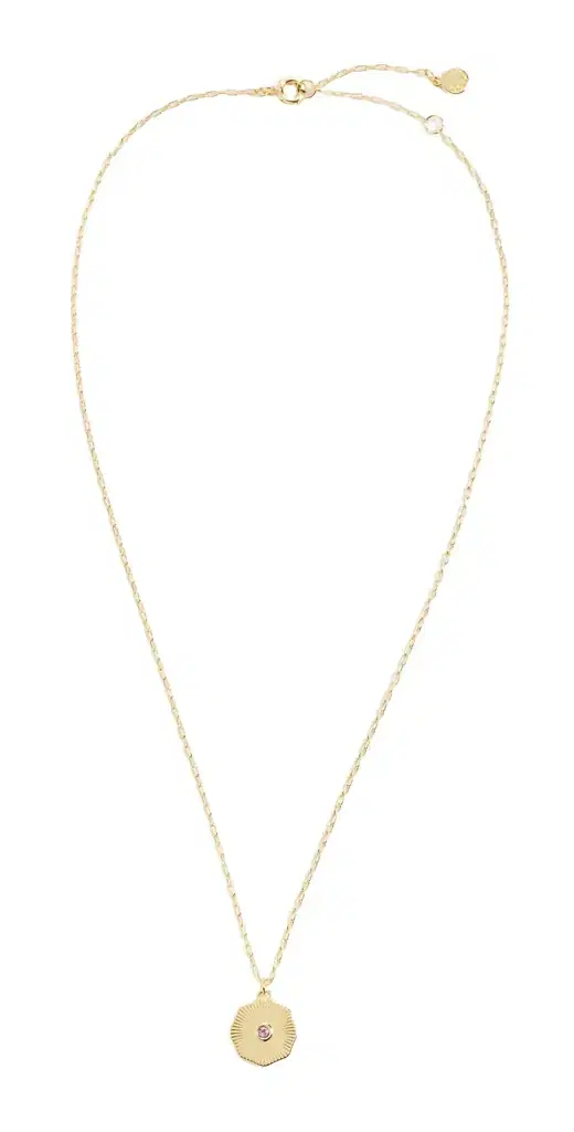 Birthstone Coin Necklace October One Size