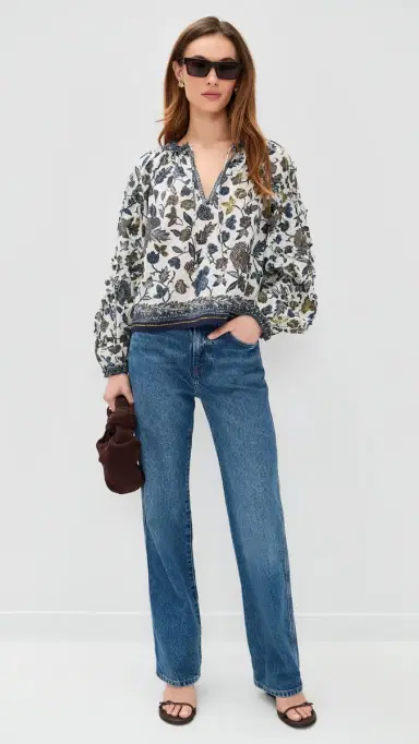 Ulla Johnson Azrou Cotton Long Sleeve Blouse Porcelain | Thumbnail 5