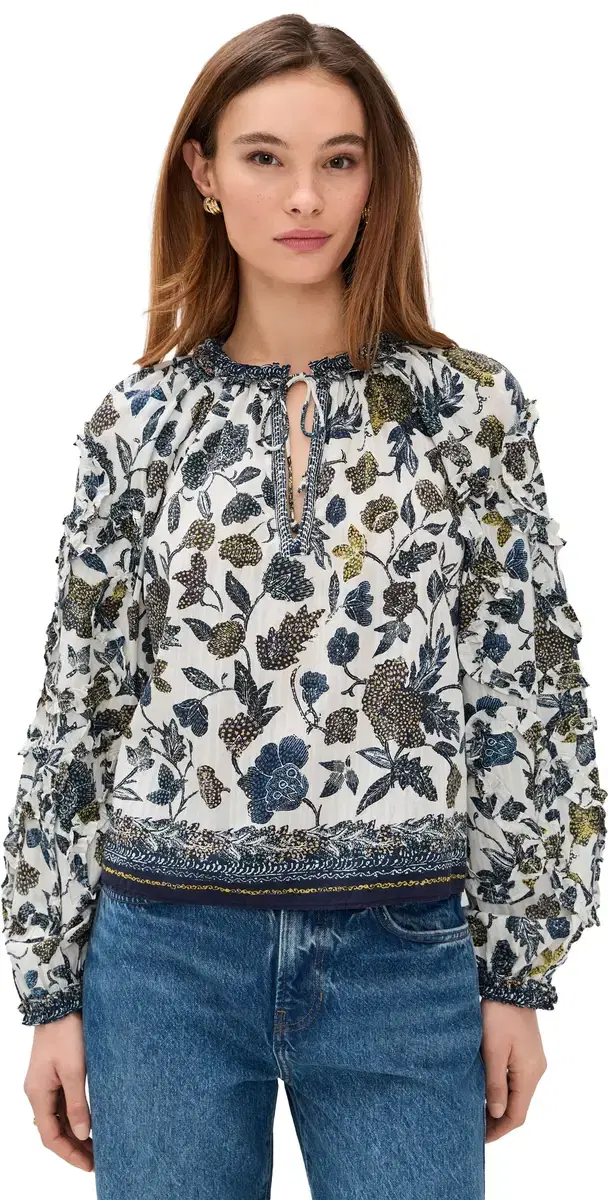 Azrou Cotton Long Sleeve Blouse Porcelain