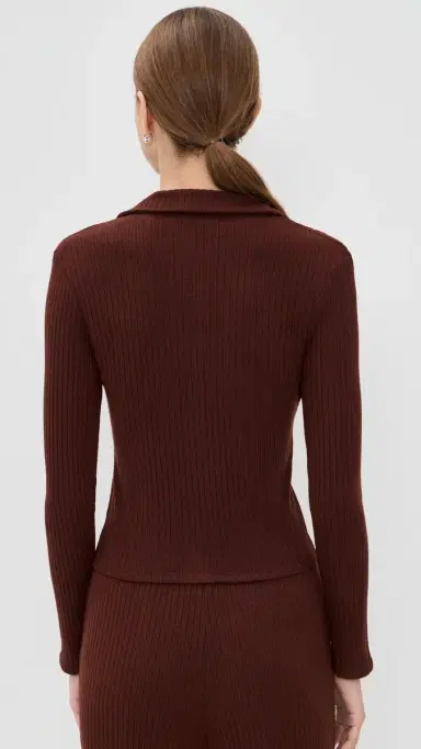 LE BOP Mia Ribbed Cardigan Chocolate | Thumbnail 3 LE BOP Mia Ribbed Cardigan Chocolate | Thumbnail 3
