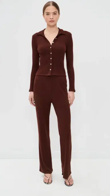 LE BOP Mia Ribbed Cardigan Chocolate | Thumbnail 5 LE BOP Mia Ribbed Cardigan Chocolate | Thumbnail 5