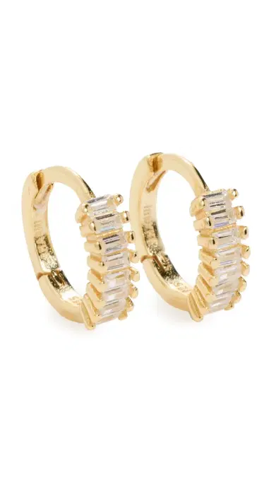 Shashi Teagan Huggie Hoop Earrings Gold One Size | Thumbnail 5