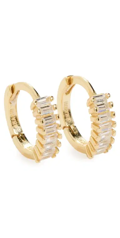 Shashi Teagan Huggie Hoop Earrings Gold One Size | Thumbnail 1