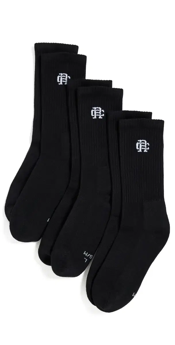 3 Pack Classic Crew Socks Black