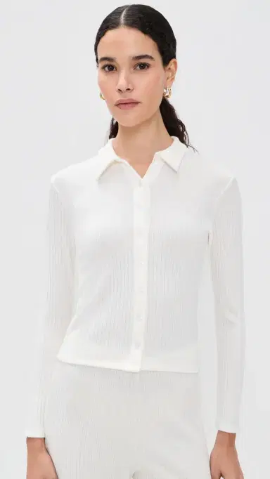 LE BOP Mia Ribbed Cardigan Off White S | Thumbnail 2