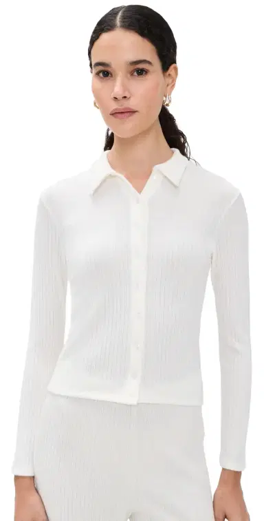 LE BOP Mia Ribbed Cardigan Off White S | Thumbnail 1