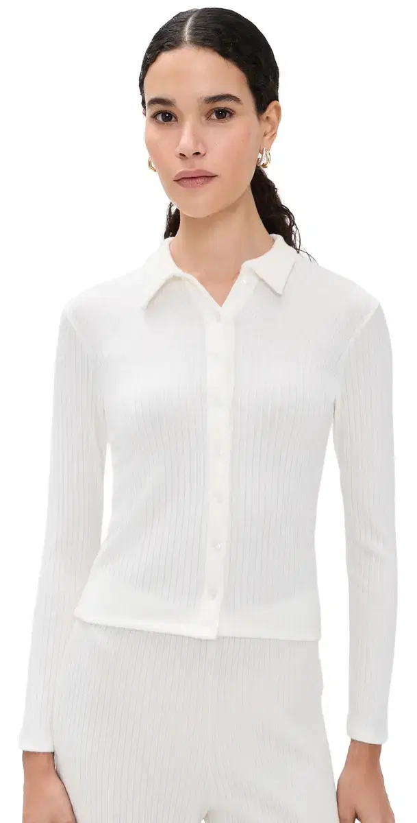 LE BOP Mia Ribbed Cardigan Off White