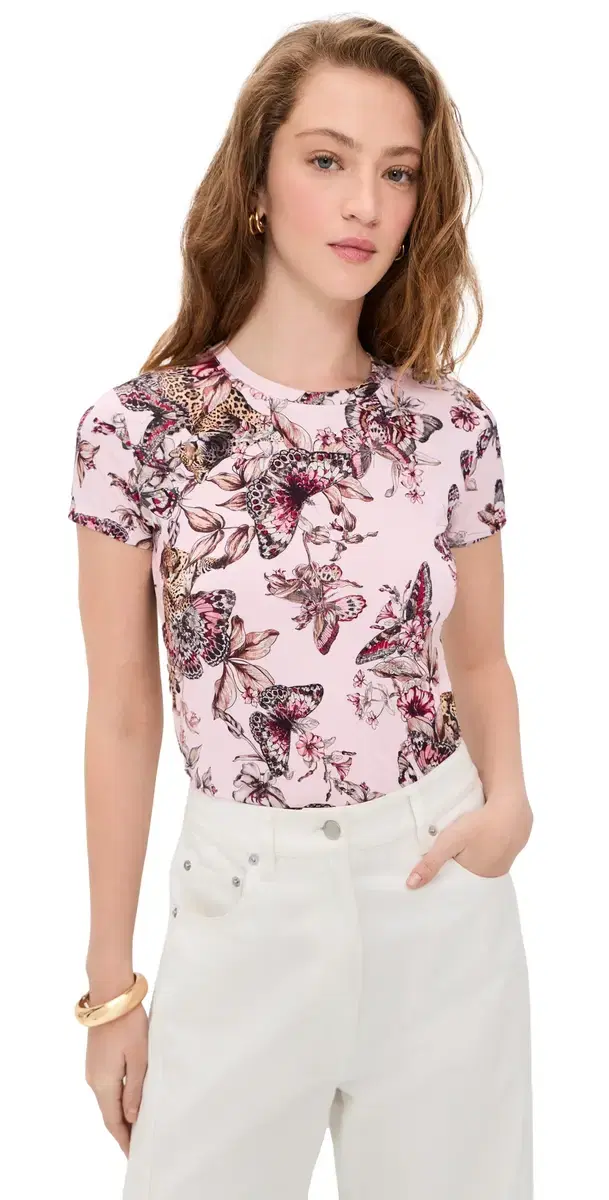 Ressi Short Sleeve Butterfly Crew Tee Nectar Pink Multi Butterfly