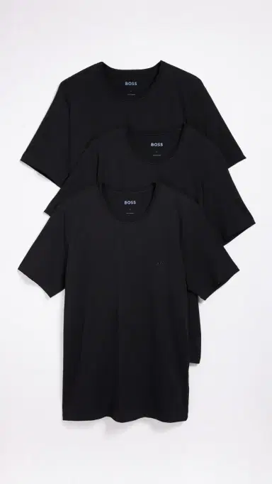 BOSS Logo Embroidered Cotton Tee 3 Pack Black | Thumbnail 2