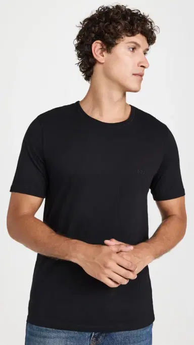BOSS Logo Embroidered Cotton Tee 3 Pack Black | Thumbnail 3