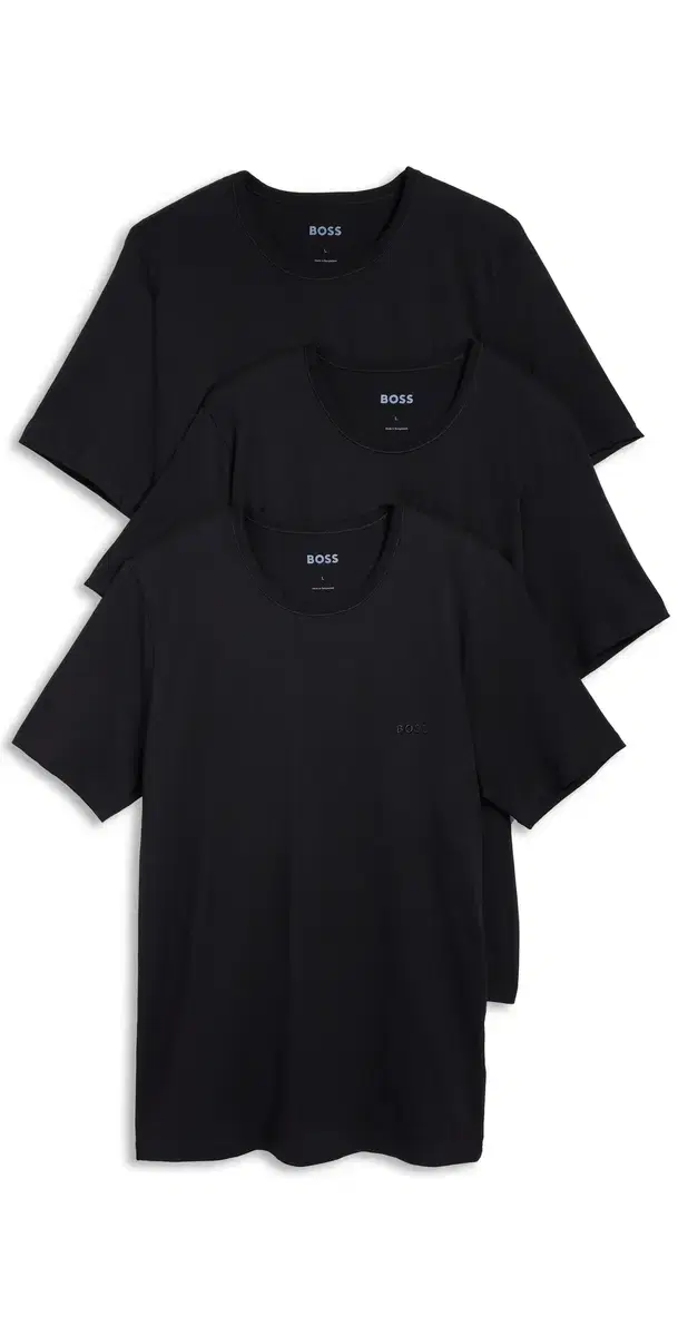 BOSS ogo Embroidered Cotton Tee 3 Pack Black
