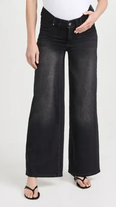 DL1961 Hepburn Wide Leg Maternity Jeans: High Rise 32 Dark Haze (Ultimate Knit) | Thumbnail 3 DL1961 Hepburn Wide Leg Maternity Jeans: High Rise 32 Dark Haze (Ultimate Knit) | Thumbnail 3