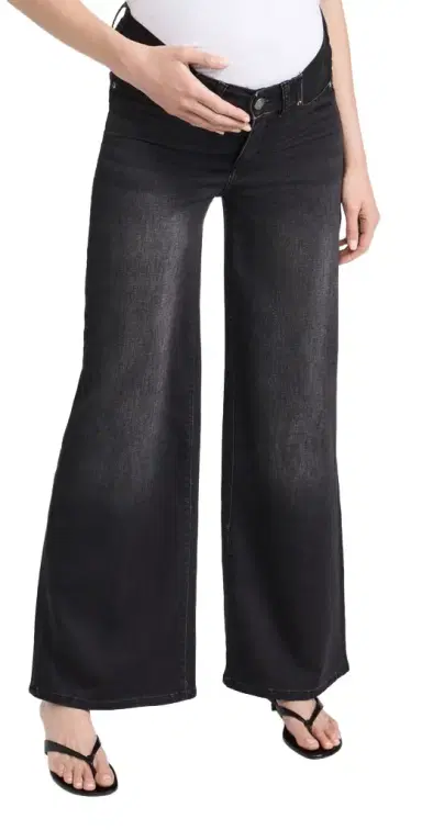 DL1961 Hepburn Wide Leg Maternity Jeans: High Rise 32 Dark Haze (Ultimate Knit) | Thumbnail 1 DL1961 Hepburn Wide Leg Maternity Jeans: High Rise 32 Dark Haze (Ultimate Knit) | Thumbnail 1