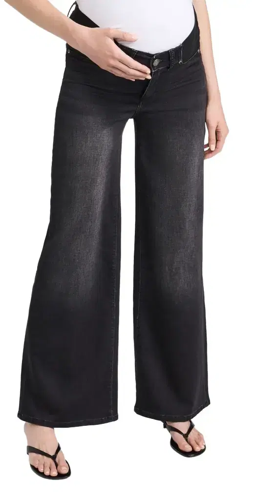 DL1961 Hepburn Wide Leg Maternity Jeans: High Rise  Dark Haze (Ultimate Knit)