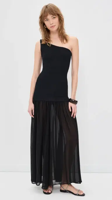 Hunza G Nancy Hybrid Dress Black One Size | Thumbnail 2
