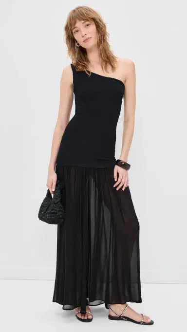 Hunza G Nancy Hybrid Dress Black One Size | Thumbnail 5