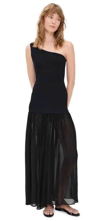Hunza G Nancy Hybrid Dress Black One Size | Thumbnail 1