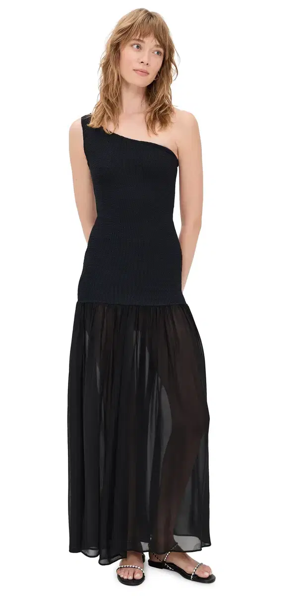 Hunza G Nancy Hybrid Dress Black One Size