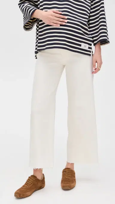DL1961 Hepburn Maternity High Rise Wide Leg Jeans Eggshell (Vintage) 25 | Thumbnail 2