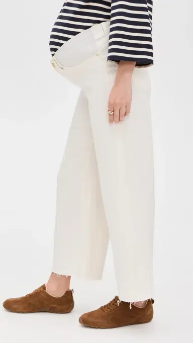 DL1961 Hepburn Maternity High Rise Wide Leg Jeans Eggshell (Vintage) 25 | Thumbnail 4