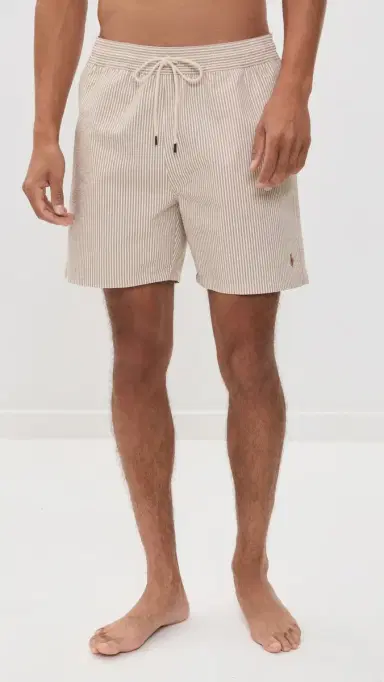 Polo Ralph Lauren Traveler Seersucker Swim Trunks 6 Coastal Beige Seersucker | Thumbnail 2 Polo Ralph Lauren Traveler Seersucker Swim Trunks 6 Coastal Beige Seersucker | Thumbnail 2