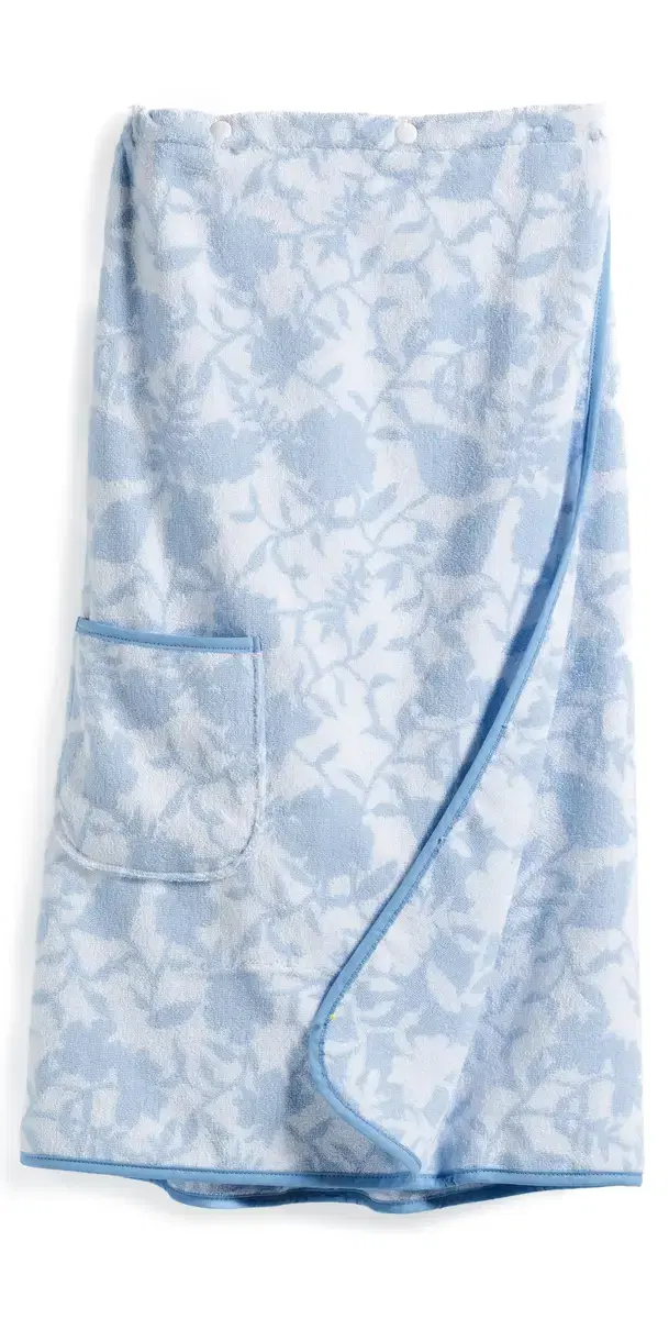 Weezie Bath Towel Wrap French Blue Floral