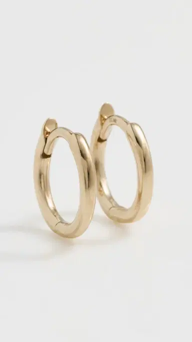 Zoë Chicco 14k Gold Small Hinge Huggie Hoops Yellow Gold One Size | Thumbnail 2