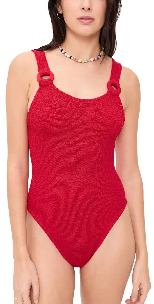 Domino Embellished One Piece Red One Size