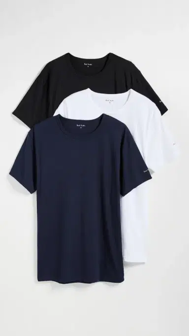 Paul Smith Cotton Logo Lounge 3 Pack T-Shirts Black/White/Navy M | Thumbnail 2