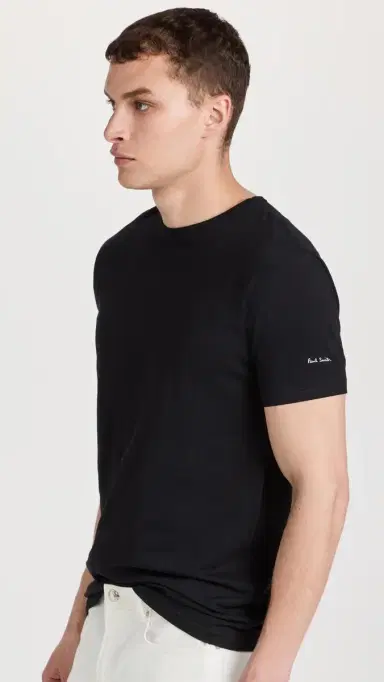 Paul Smith Cotton Logo Lounge 3 Pack T-Shirts Black/White/Navy M | Thumbnail 5