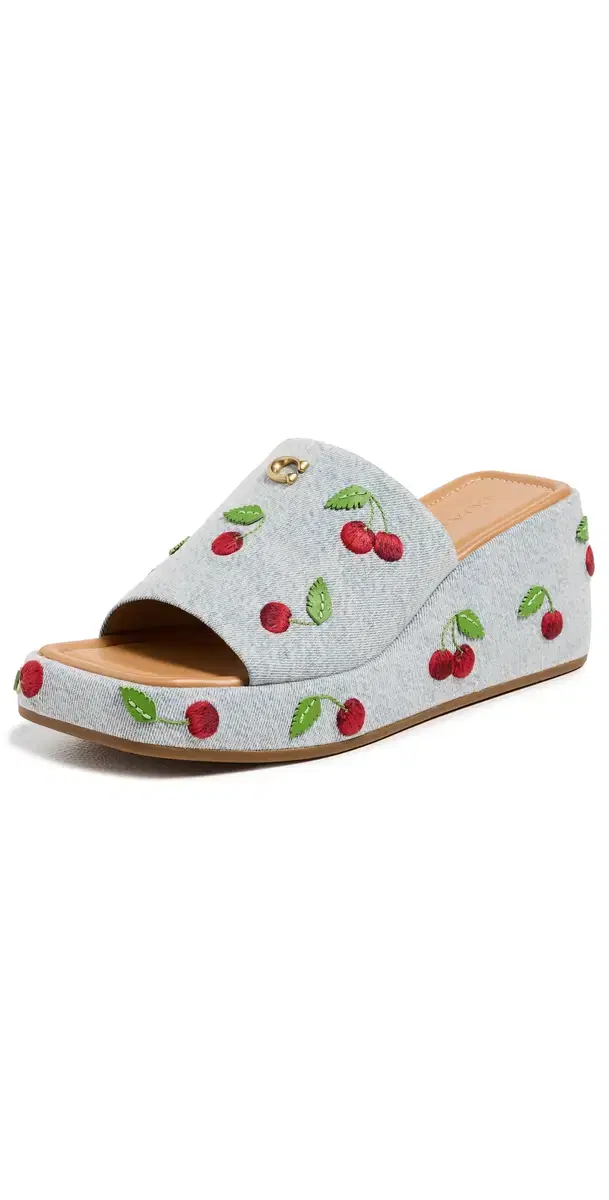Coach Marie Platform Slide Sandals Denim Multi