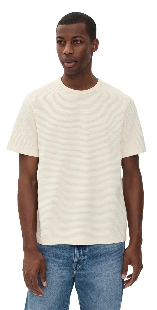 FRAME Jacquard tripe Tee Cream