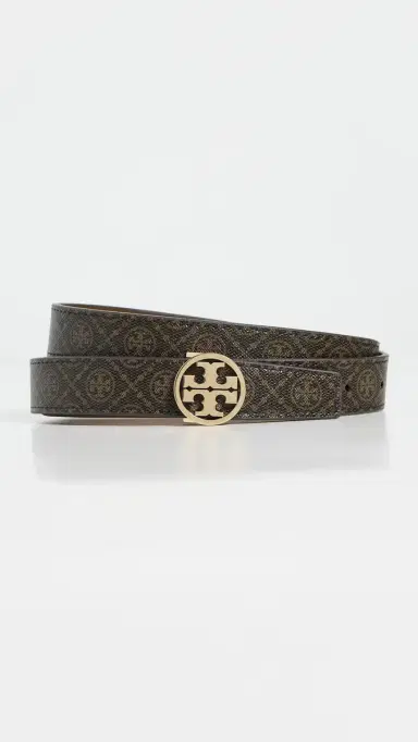 Tory Burch T Monogram Coated Canvas Miller Belt French Press/Gold S | Thumbnail 2