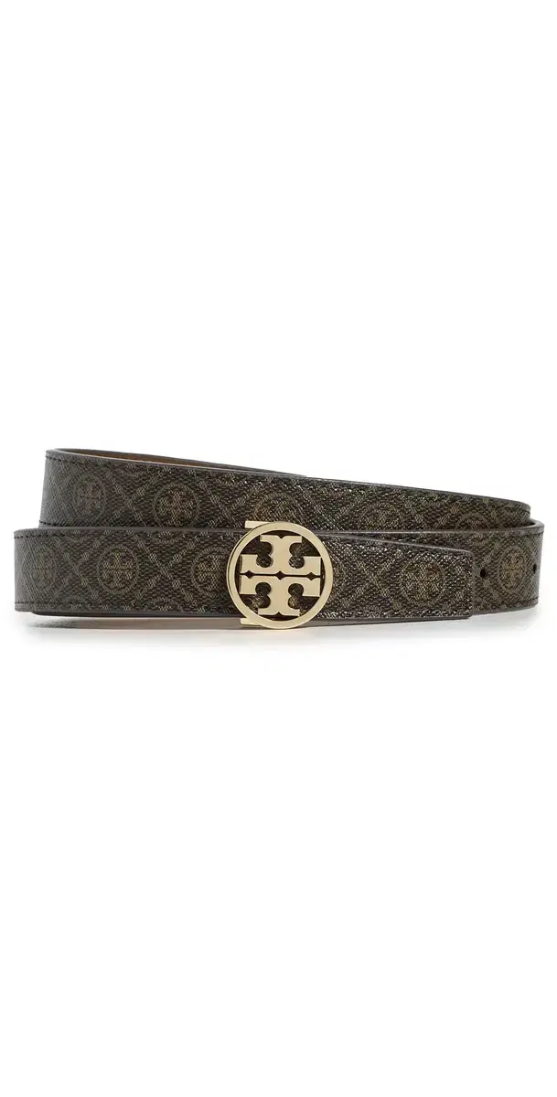 Tory Burch T onogram Coated Canvas iller Belt French Press/Gold